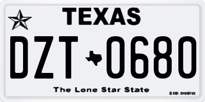 TX license plate DZT0680