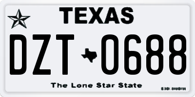 TX license plate DZT0688