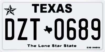 TX license plate DZT0689