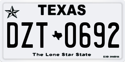 TX license plate DZT0692