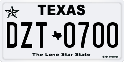 TX license plate DZT0700