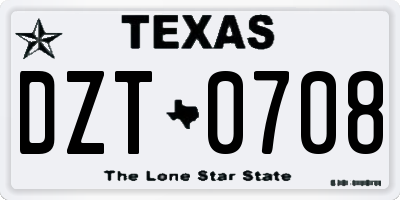 TX license plate DZT0708