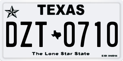 TX license plate DZT0710