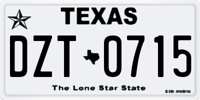 TX license plate DZT0715