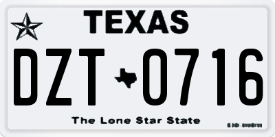 TX license plate DZT0716