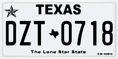 TX license plate DZT0718