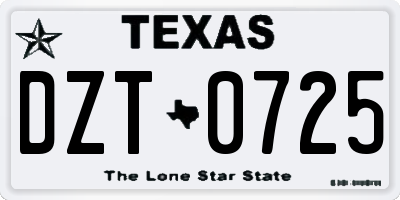 TX license plate DZT0725