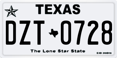 TX license plate DZT0728