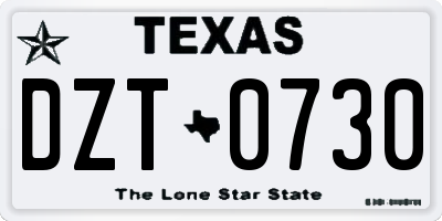 TX license plate DZT0730