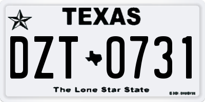 TX license plate DZT0731