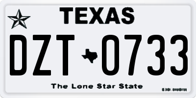 TX license plate DZT0733
