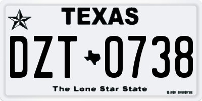 TX license plate DZT0738