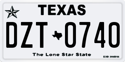 TX license plate DZT0740