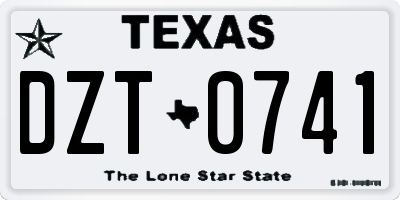 TX license plate DZT0741