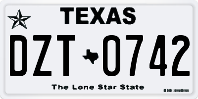 TX license plate DZT0742