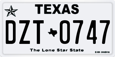 TX license plate DZT0747