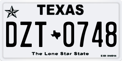 TX license plate DZT0748