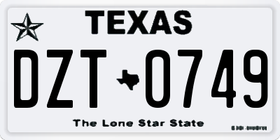TX license plate DZT0749