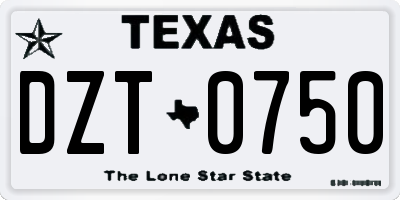 TX license plate DZT0750