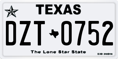TX license plate DZT0752