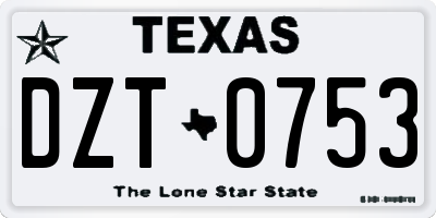 TX license plate DZT0753