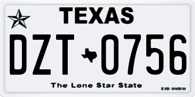 TX license plate DZT0756