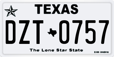 TX license plate DZT0757