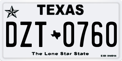 TX license plate DZT0760