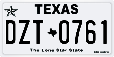 TX license plate DZT0761