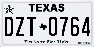 TX license plate DZT0764