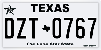 TX license plate DZT0767