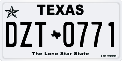TX license plate DZT0771