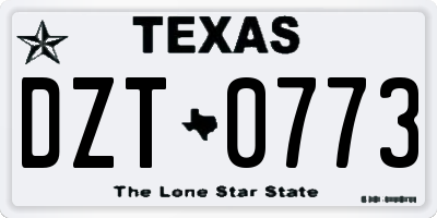TX license plate DZT0773