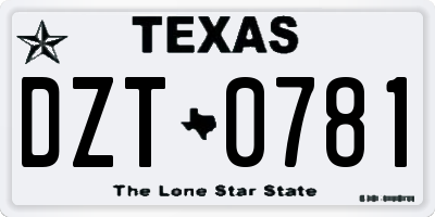 TX license plate DZT0781