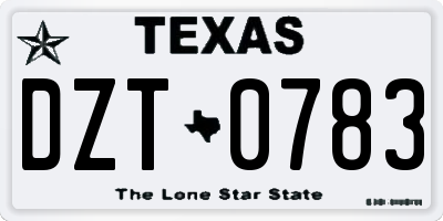 TX license plate DZT0783