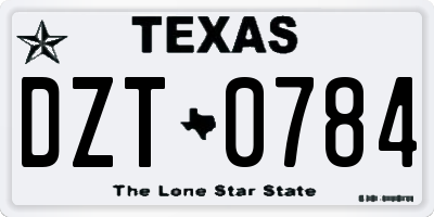 TX license plate DZT0784