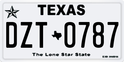 TX license plate DZT0787