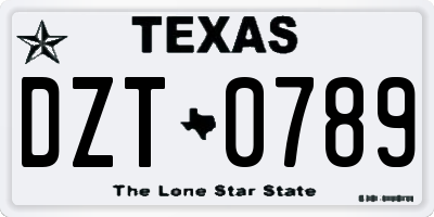TX license plate DZT0789