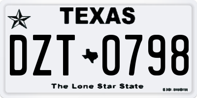 TX license plate DZT0798