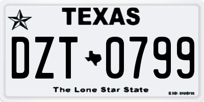 TX license plate DZT0799