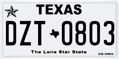 TX license plate DZT0803