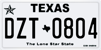 TX license plate DZT0804