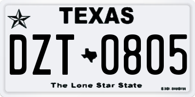 TX license plate DZT0805