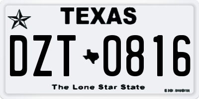 TX license plate DZT0816