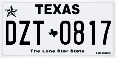 TX license plate DZT0817