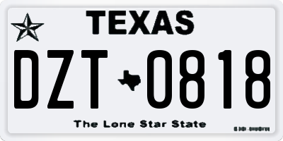 TX license plate DZT0818