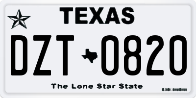 TX license plate DZT0820