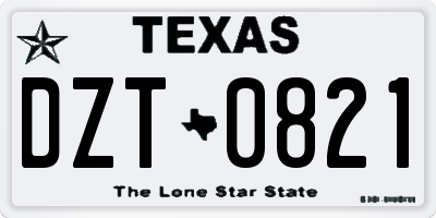 TX license plate DZT0821