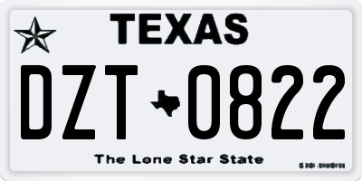 TX license plate DZT0822