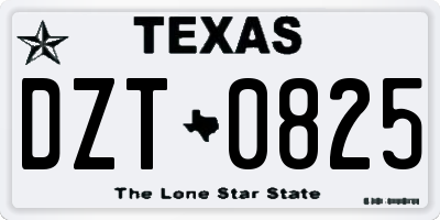 TX license plate DZT0825
